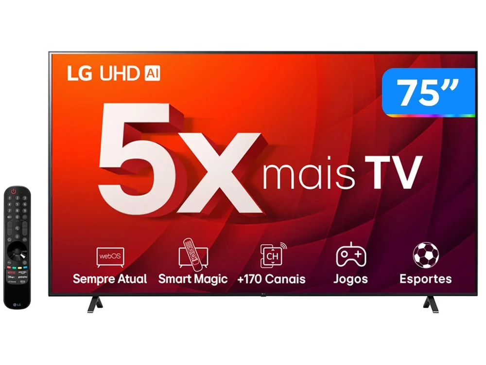 Smart TV 75 Polegadas LG LCD, 3 HDMI, 2 USB, Thinq Ai, Bluetooth, Alexa, Google Assistente, Airplay - 75ur8750psa. Smart TV 75 Polegadas LG LCD, 3 HDMI, 2 USB, Thinq Ai, Bluetooth, Alexa, Google Assistente, Airplay - 75ur8750psa.