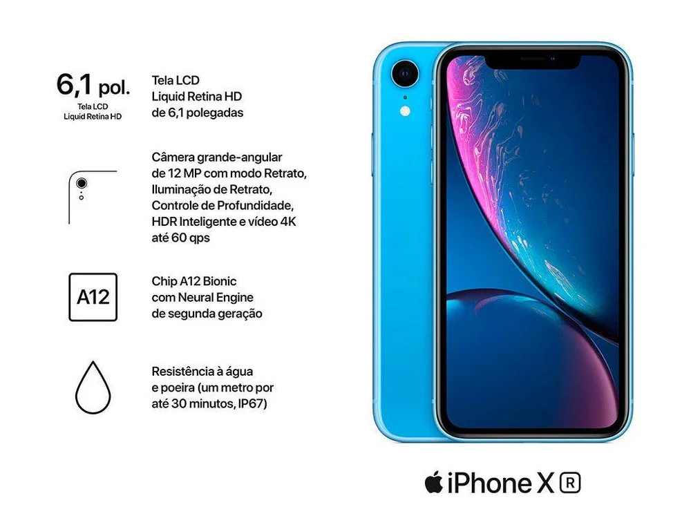 iPhone XR Apple 256GB Azul 6,1” 12MP