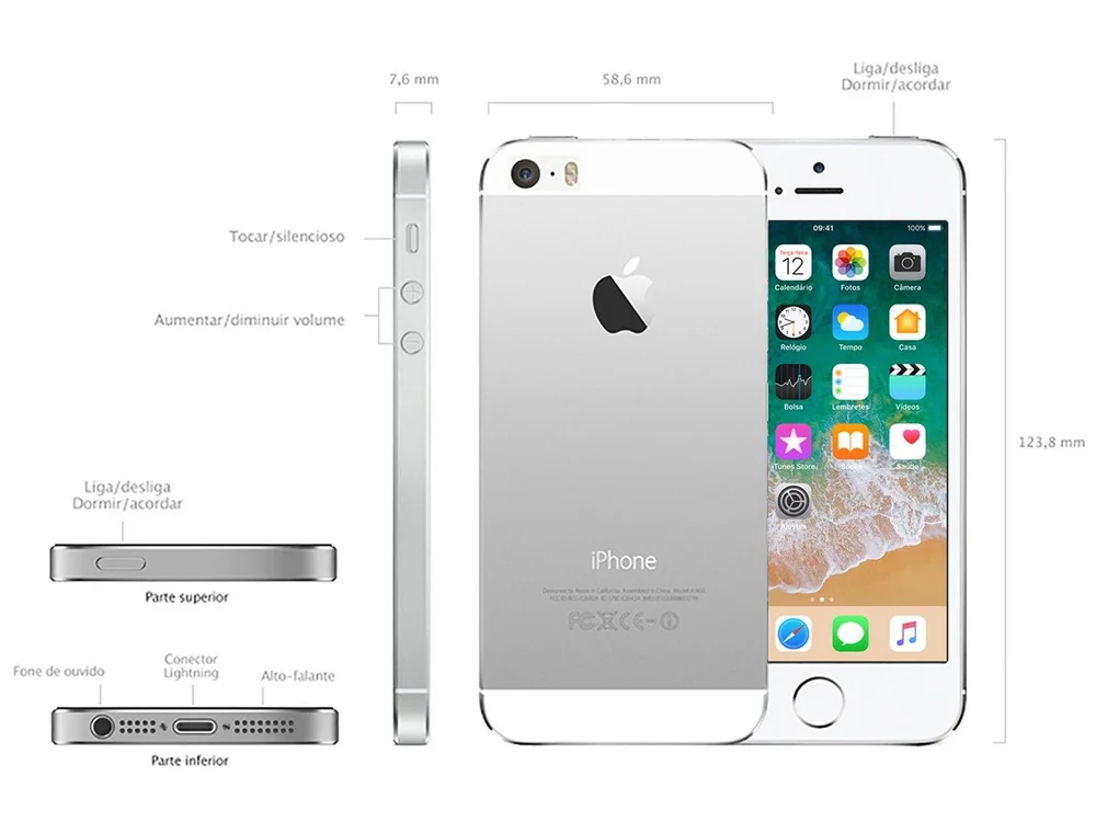 iPhone 5s Apple 16GB iOS 11 Tela 4” 4G Wi-Fi