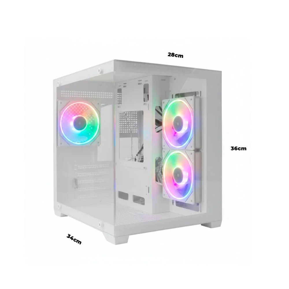 Gabinete PC Gamer Branco Com Lateral De Vidro Temperado, Suporte Water Cooler 240mm E Usb 3.0 Para Alta Performance Gabinete PC Gamer Branco Com Lateral De Vidro Temperado, Suporte Water Cooler 240mm E Usb 3.0 Para Alta Performance
