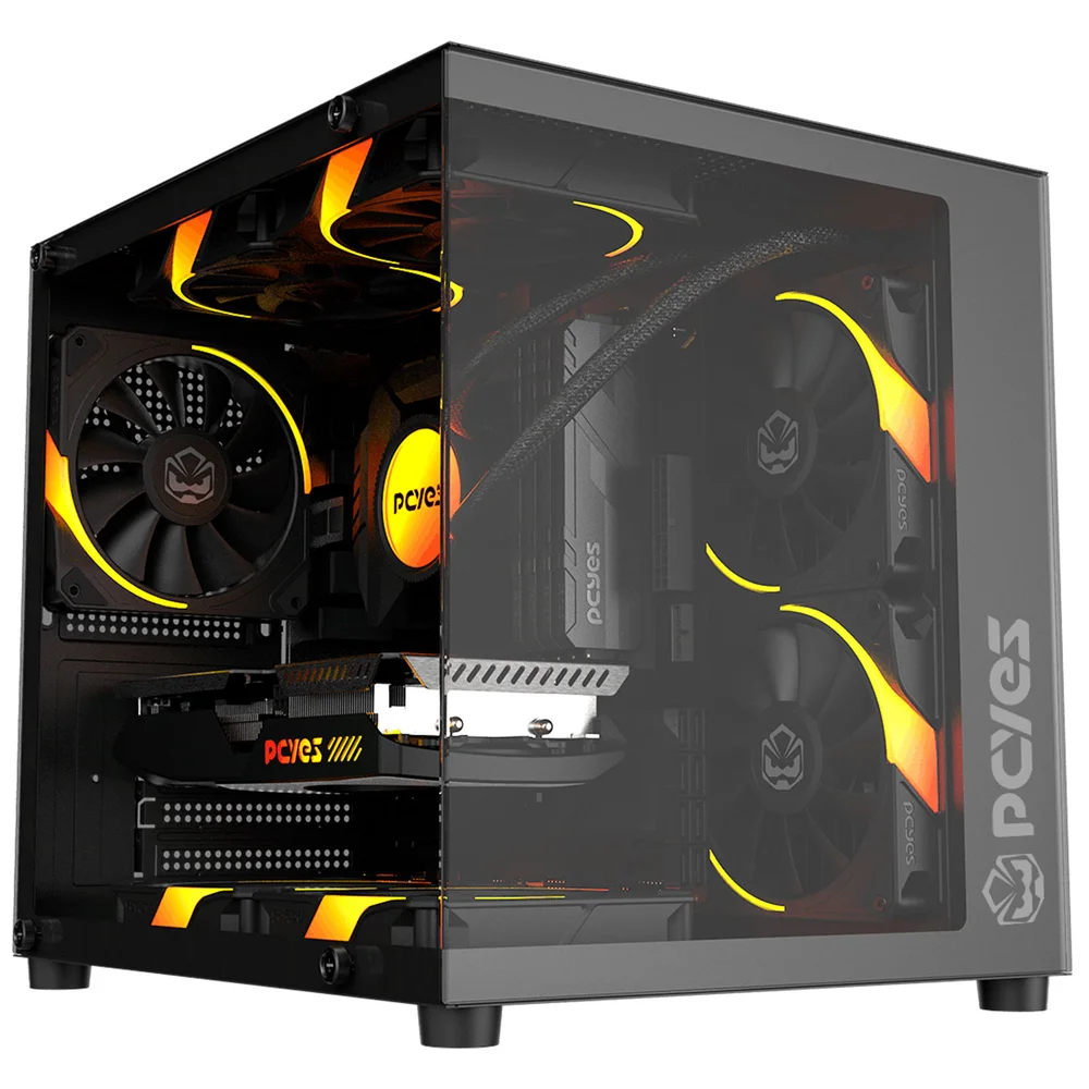 Gabinete Gamer Aquário PCyes Forcefield Mini Black Vulcan, Frontal E Lateral Em Vidro Temperado, Usb 3.0, Micro Atx, Preto - Gffmnbv Gabinete Gamer Aquário PCyes Forcefield Mini Black Vulcan, Frontal E Lateral Em Vidro Temperado, Usb 3.0, Micro Atx, Preto - Gffmnbv