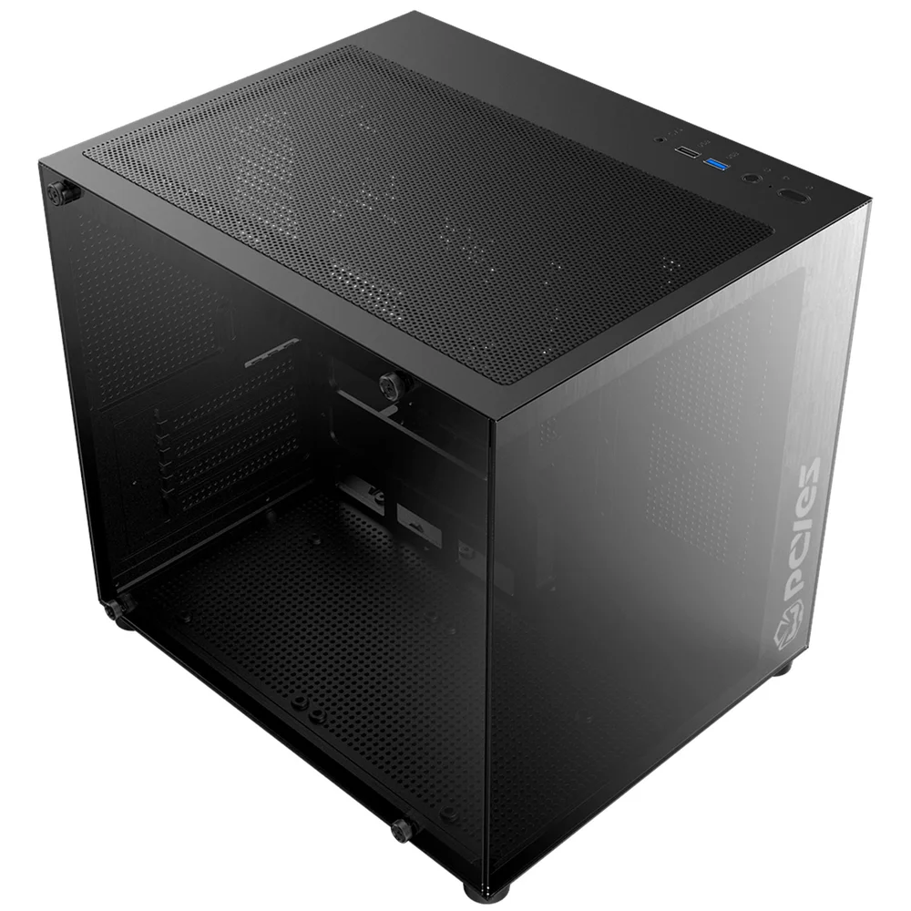 Gabinete Gamer Aquário PCyes Forcefield Mini Black Vulcan, Frontal E Lateral Em Vidro Temperado, Usb 3.0, Micro Atx, Preto - Gffmnbv Gabinete Gamer Aquário PCyes Forcefield Mini Black Vulcan, Frontal E Lateral Em Vidro Temperado, Usb 3.0, Micro Atx, Preto - Gffmnbv