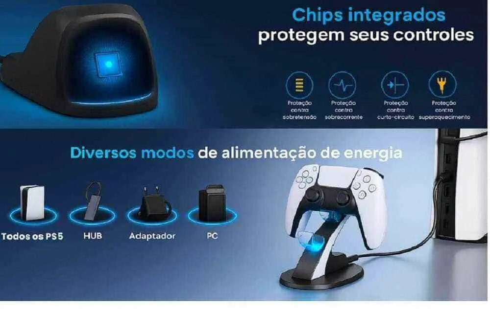 Base Vertical Controle Ps5 Dock For P-5 Para 2 Controles Base Vertical Controle Ps5 Dock For P-5 Para 2 Controles