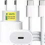 Carregador Turbo Usb-c Com Cabo Tipo C 1 Metro Trançado Branco Fonte De Carregamento Turbo, Alta Potência, Seguro E Compatível Com Iphone 15 16 17
