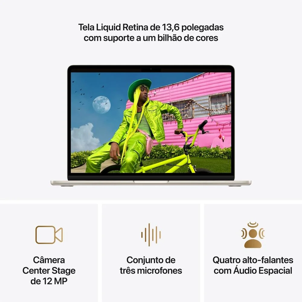 Macbook Air 13" M5, Cpu 10 Núcleos E Gpu 8 Núcleos, 16gb Ram, 512gb SSD - Estelar
