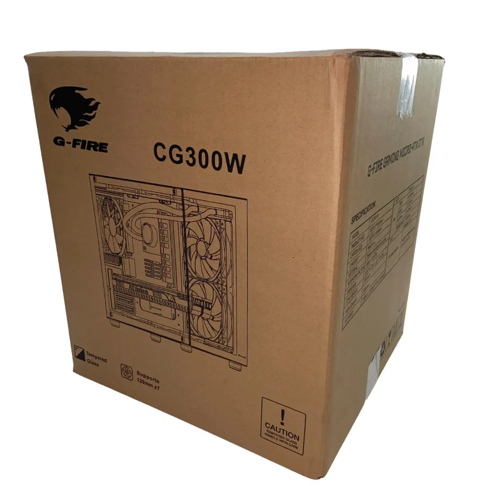 Gabinete Gamer Aquário M-atx - Usb Tipo C - Branco G-fire- Vidro, Sem Fonte/fans, Cg300w