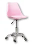Cadeira Office Base Cromada Com Rodízio Giratória Saarinen Rosa 1