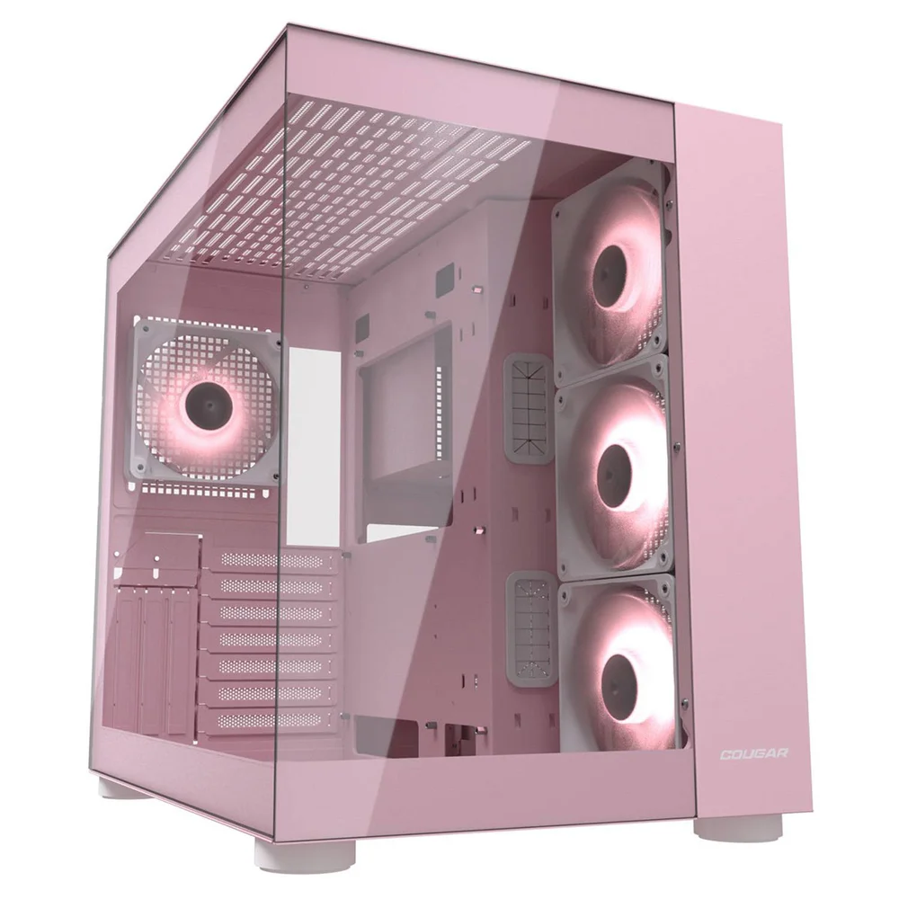 Gabinete Gamer Cougar Fv150 RGB, Micro Atx E Atx, Aquário, 3 Fans, Vidro Temperado, Rosa - 385ka10.0005 Gabinete Gamer Cougar Fv150 RGB, Micro Atx E Atx, Aquário, 3 Fans, Vidro Temperado, Rosa - 385ka10.0005