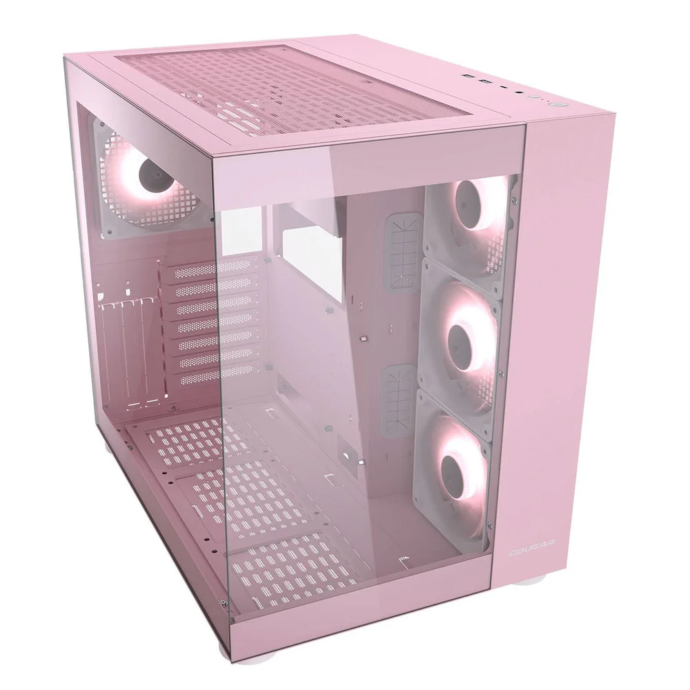 Gabinete Gamer Cougar Fv150 RGB, Micro Atx E Atx, Aquário, 3 Fans, Vidro Temperado, Rosa - 385ka10.0005 Gabinete Gamer Cougar Fv150 RGB, Micro Atx E Atx, Aquário, 3 Fans, Vidro Temperado, Rosa - 385ka10.0005