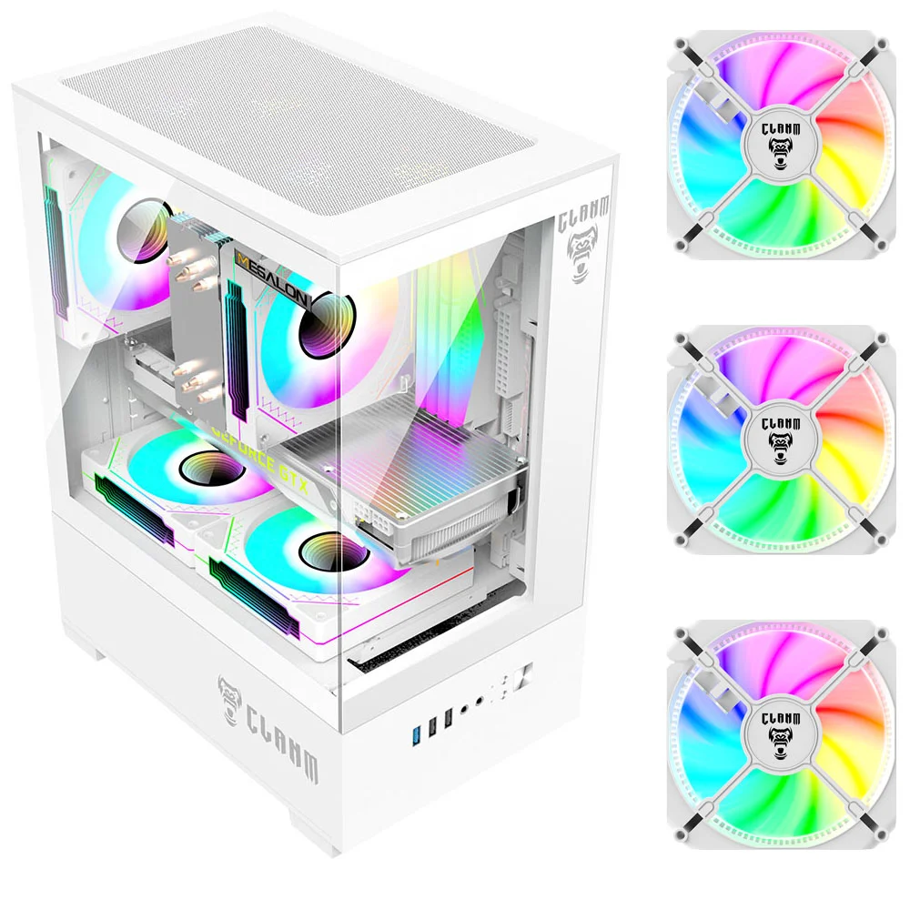Gabinete Gamer Megalon Snow + 3 Fan Snow RGB - Clanm Gabinete Gamer Megalon Snow + 3 Fan Snow RGB - Clanm