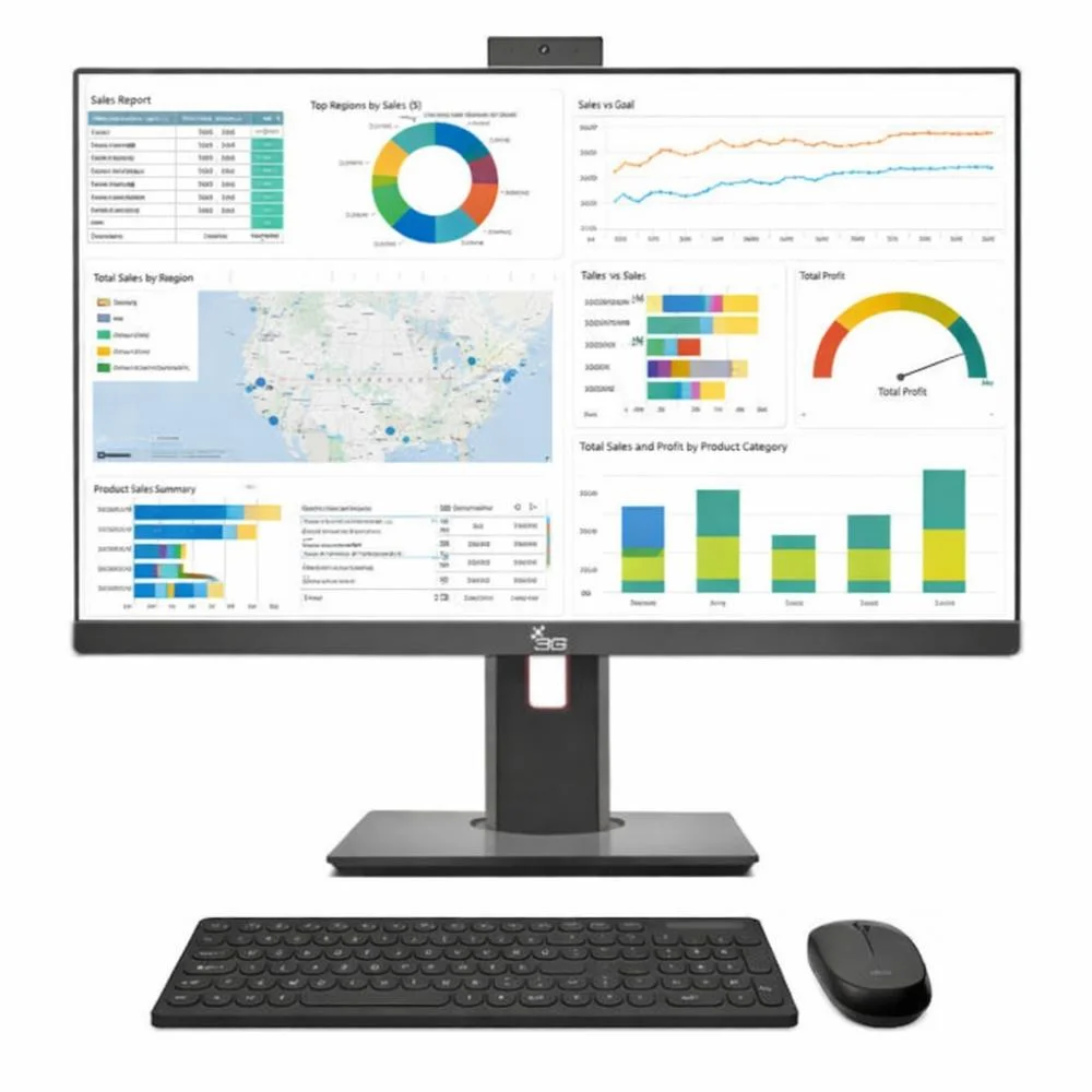 "Computador All In One 3green 24"", Intel Core i7, 16gb, SSD 1TB, Webcam, Wi-fi, Ajuste De Altura E Rotação"