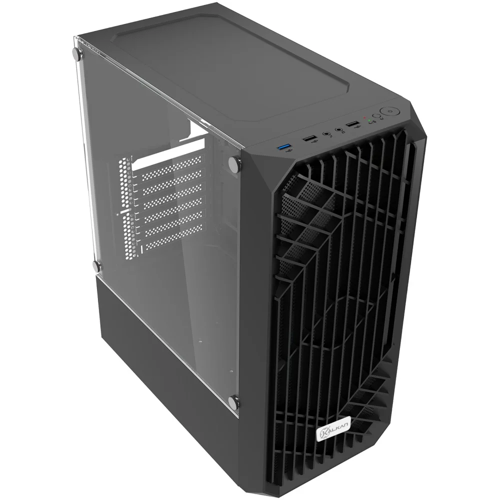 Gabinete Gamer Kalkan Alfern Lite S/fans S/fonte Atx Midtower Lateral Acrílico Usb3.0 Preto - Klk00088