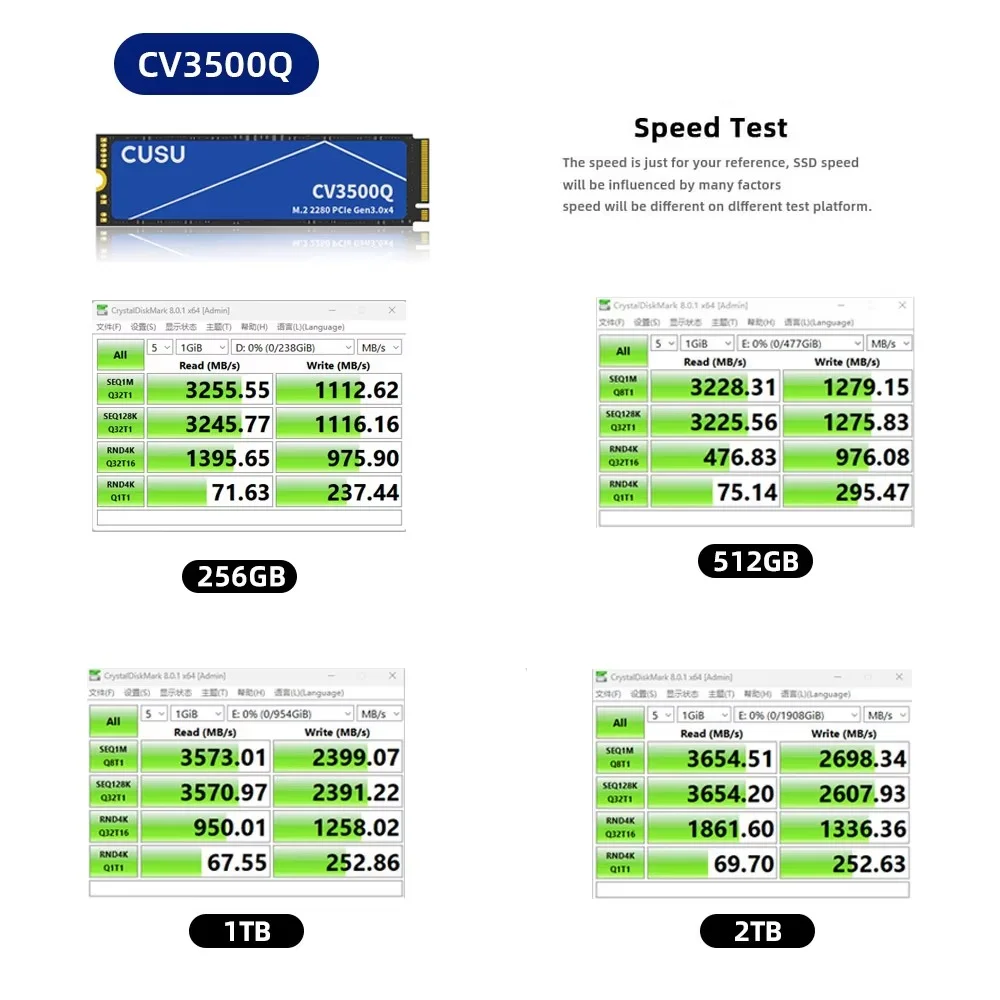 SSD Cusu 256gb Nvme M.2 2280 PCie Gen3 X4 - Até 3500mb/s SSD Cusu 256gb Nvme M.2 2280 PCie Gen3 X4 - Até 3500mb/s