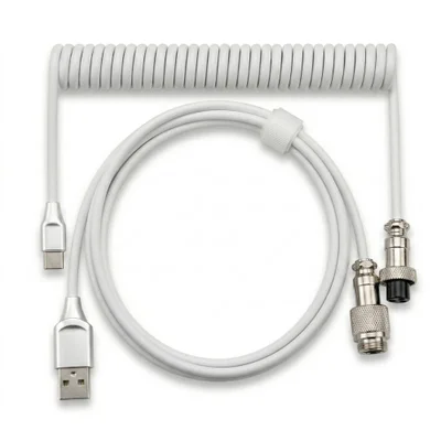 Cabo Aviador Usb-c Enrolado 3m P/ Teclado Mecânico Branco - Atwe Eletrônicos