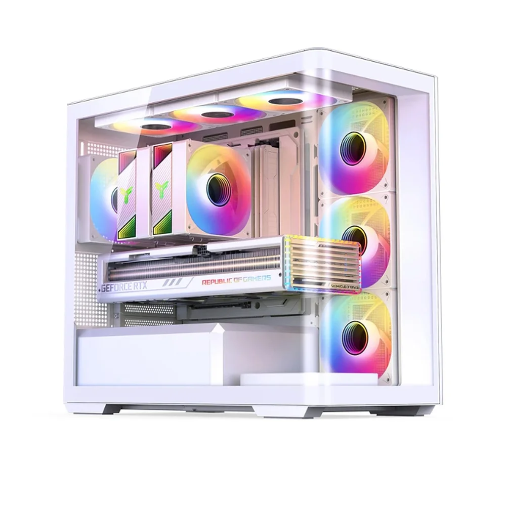 Gabinete Gamer Aquário Jonsbo D300 White M-atx Vidro Temperado Usb-c Branco