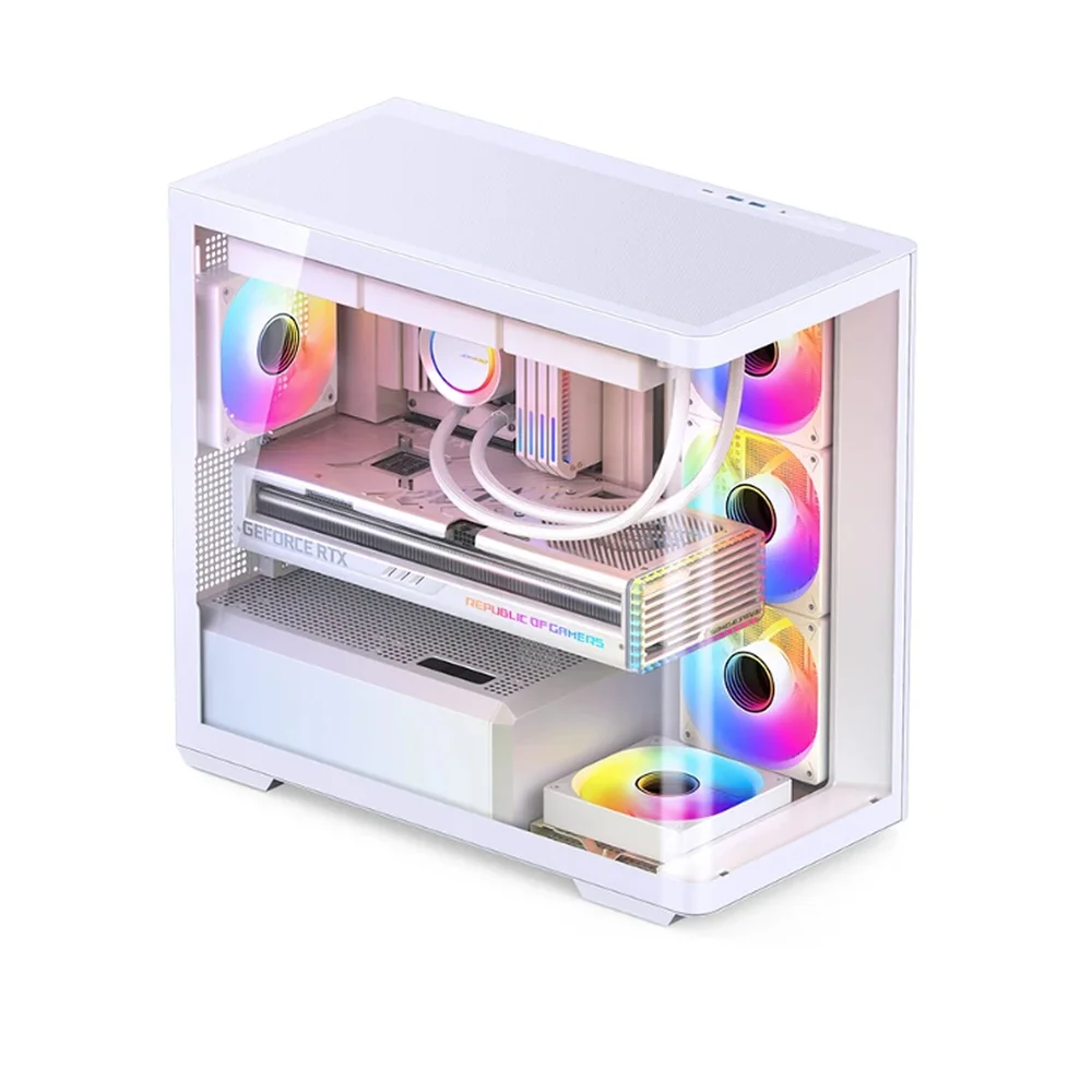 Gabinete Gamer Aquário Jonsbo D300 White M-atx Vidro Temperado Usb-c Branco