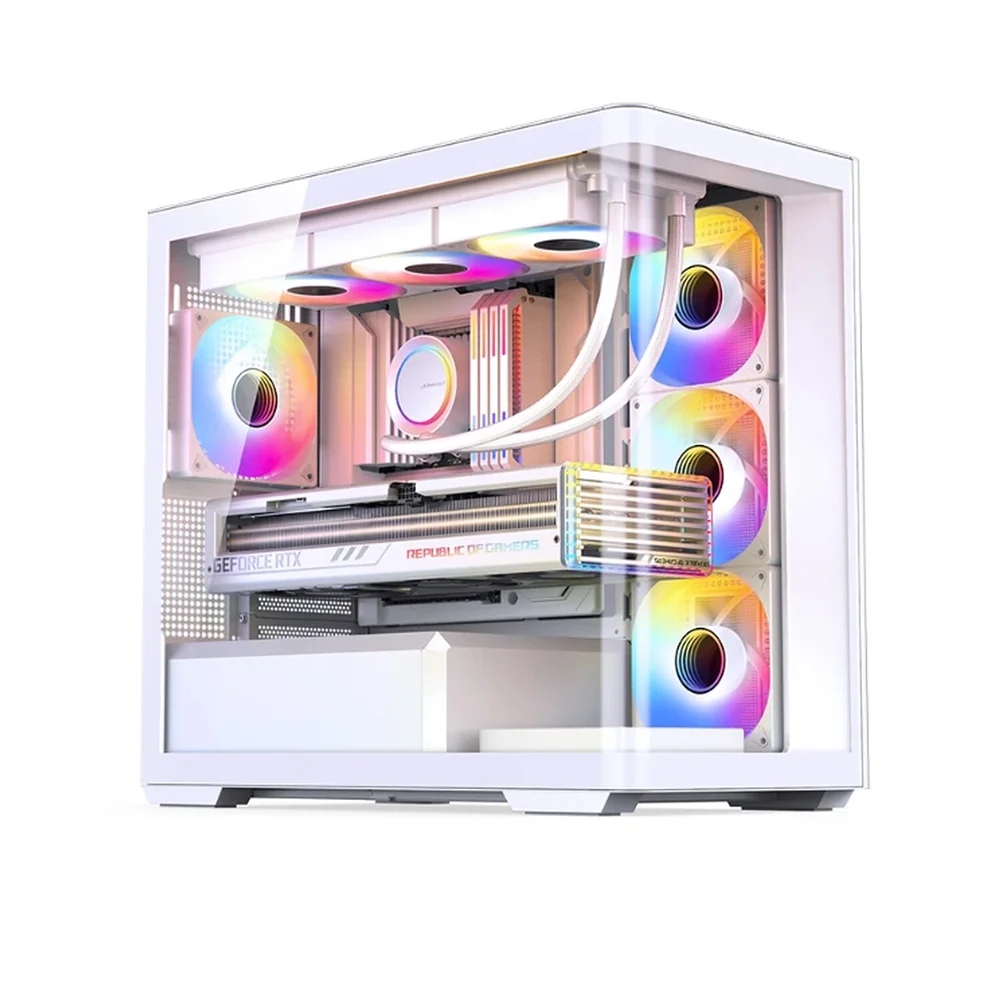 Gabinete Gamer Aquário Jonsbo D300 White M-atx Vidro Temperado Usb-c Branco