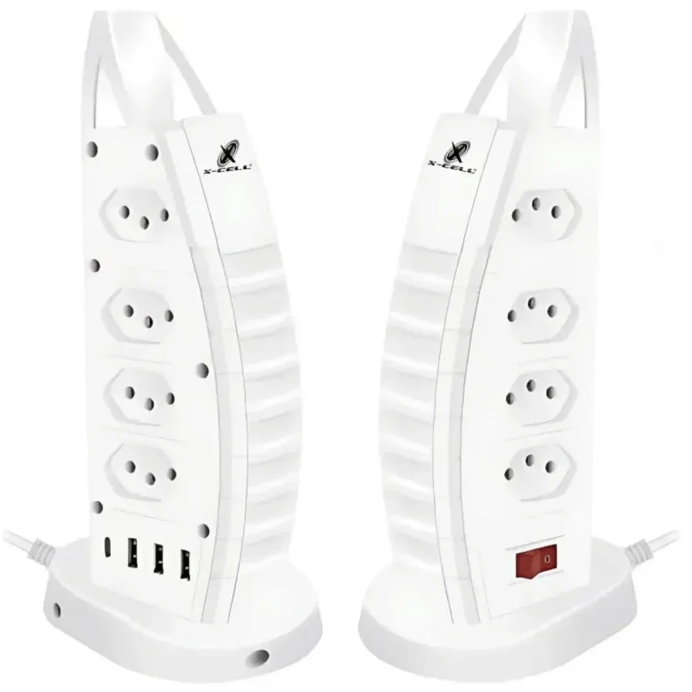 Filtro De Linha Torre Extensão 8 Tomadas Usb/tipo-c 2m X-cell Filtro De Linha Torre Extensão 8 Tomadas Usb/tipo-c 2m X-cell
