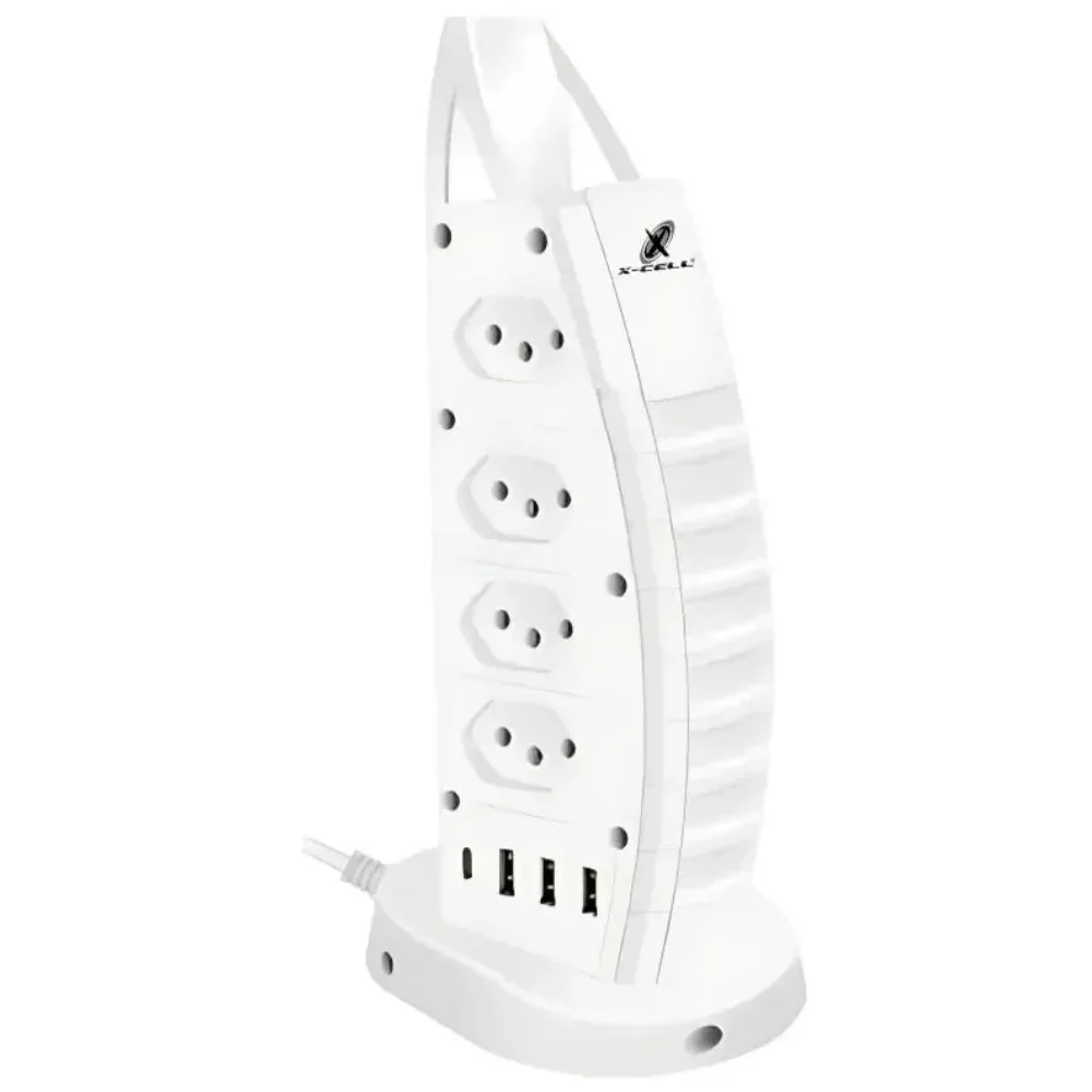 Filtro De Linha Torre Extensão 8 Tomadas Usb/tipo-c 2m X-cell Filtro De Linha Torre Extensão 8 Tomadas Usb/tipo-c 2m X-cell