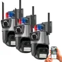 Kit 3 Câmeras De Segurança Externa Wife 4k Lente Dupla Fixa e Giratoria Com Sirene Policial Alarme