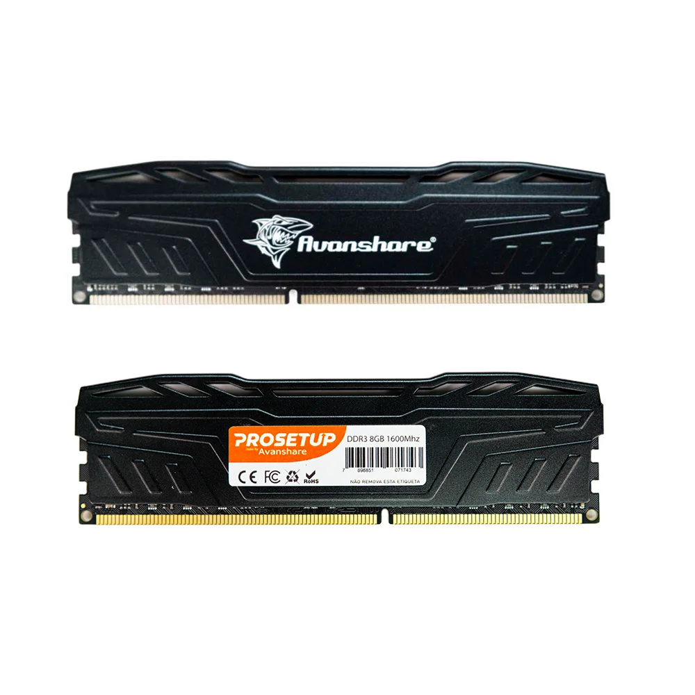 Memoria Para Desktop Ddr3 8GB 1600mhz PC3-12800 Cl11 Gamer Heatsink Prosetup Avanshare Memoria Para Desktop Ddr3 8GB 1600mhz PC3-12800 Cl11 Gamer Heatsink Prosetup Avanshare