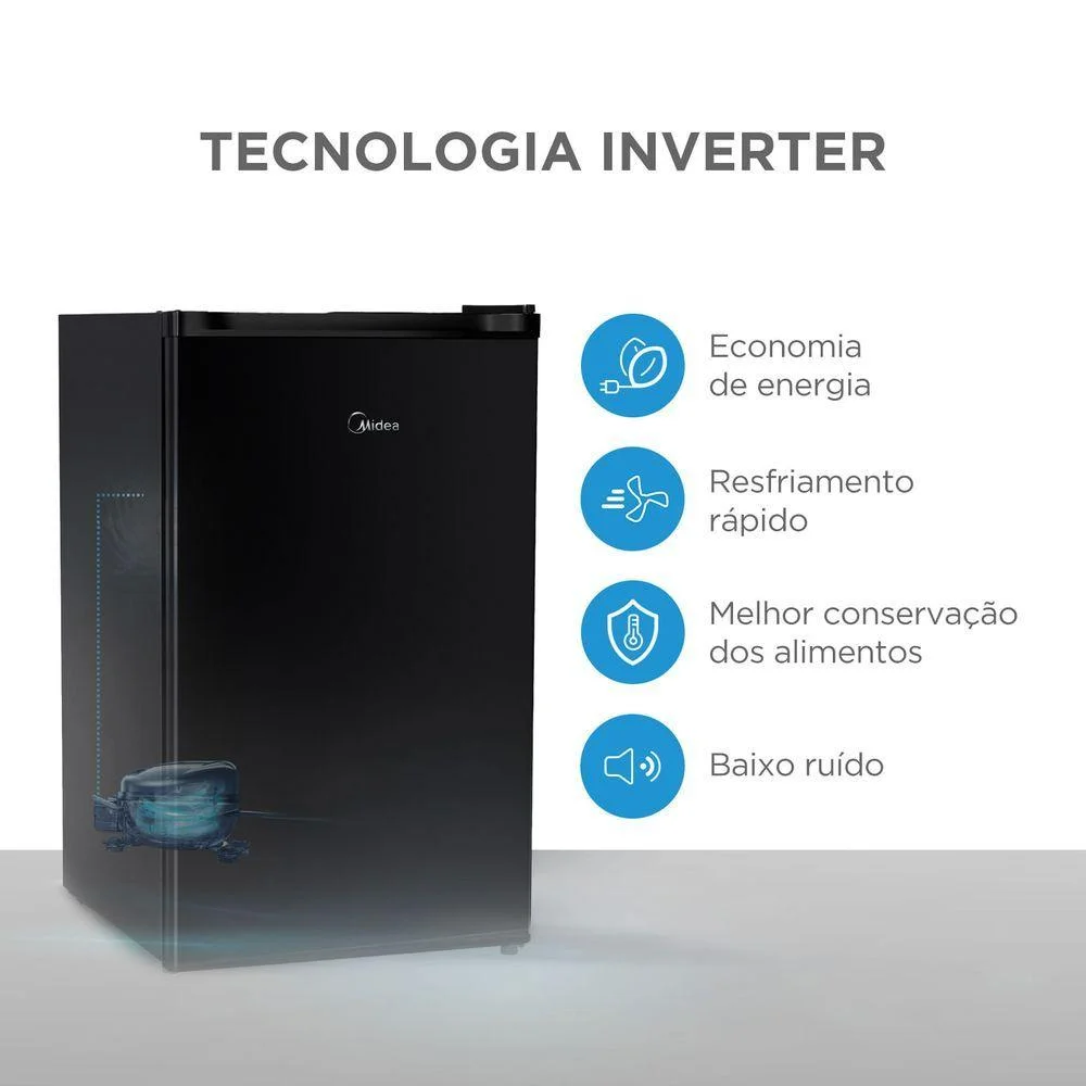 Frigobar Midea Mdrd181fgd303 124l Inverter Com Compartimento Extra Frio Preto Bivolt Frigobar Midea Mdrd181fgd303 124l Inverter Com Compartimento Extra Frio Preto Bivolt