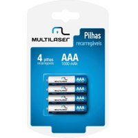 Pilha Recarregável AAA Multi CB050, 4 Unidades, 1000mAh