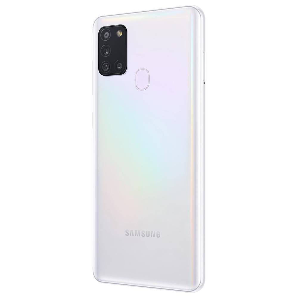 Smartphone Samsung Galaxy A21s Branco 64GB, Câmera Quádrupla,Tela Infinita de 6.5", Leitor de Digital, 4GB RAM, Carregamento Rápido e Android 10