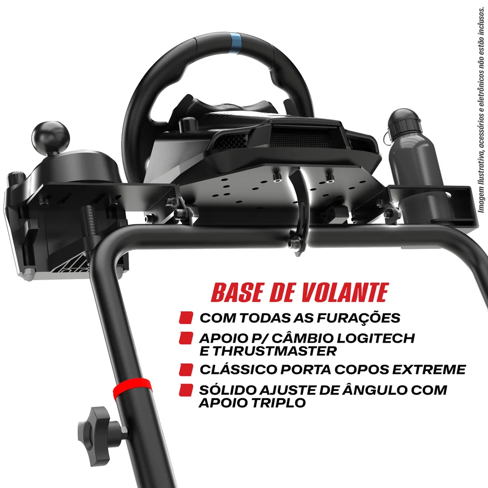 Suporte Para Volante Extreme Simracing SGT, Cockpit Simulador, Preto