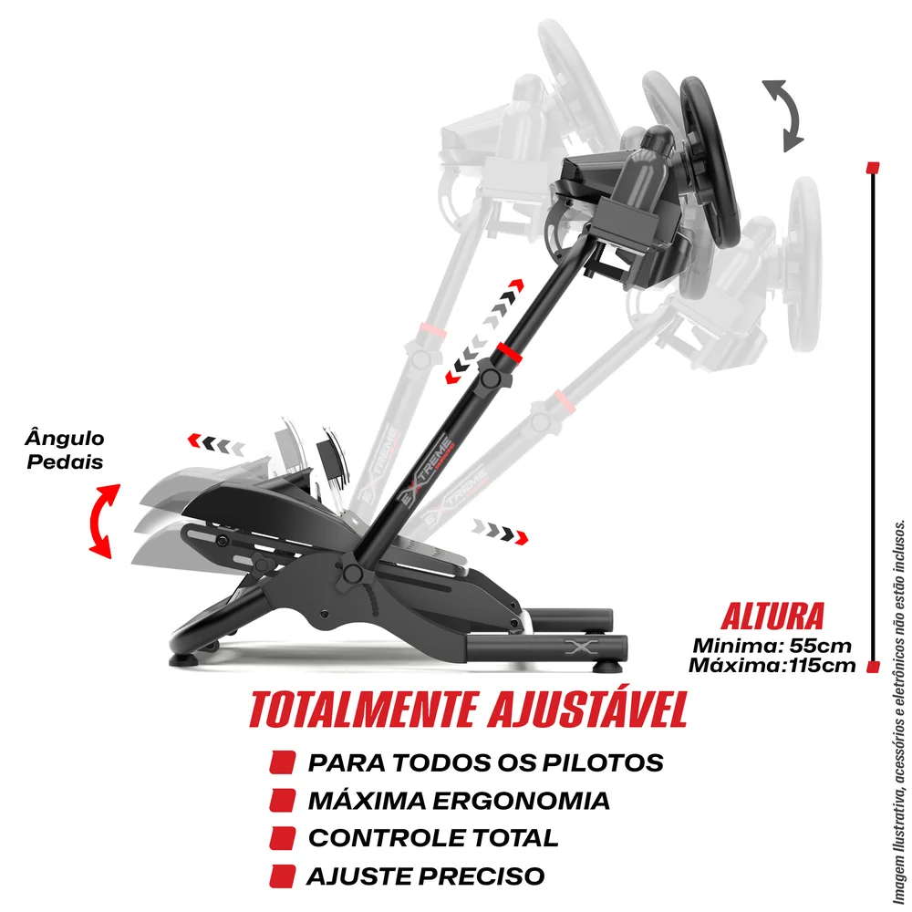 Suporte Para Volante Extreme Simracing SGT, Cockpit Simulador, Preto