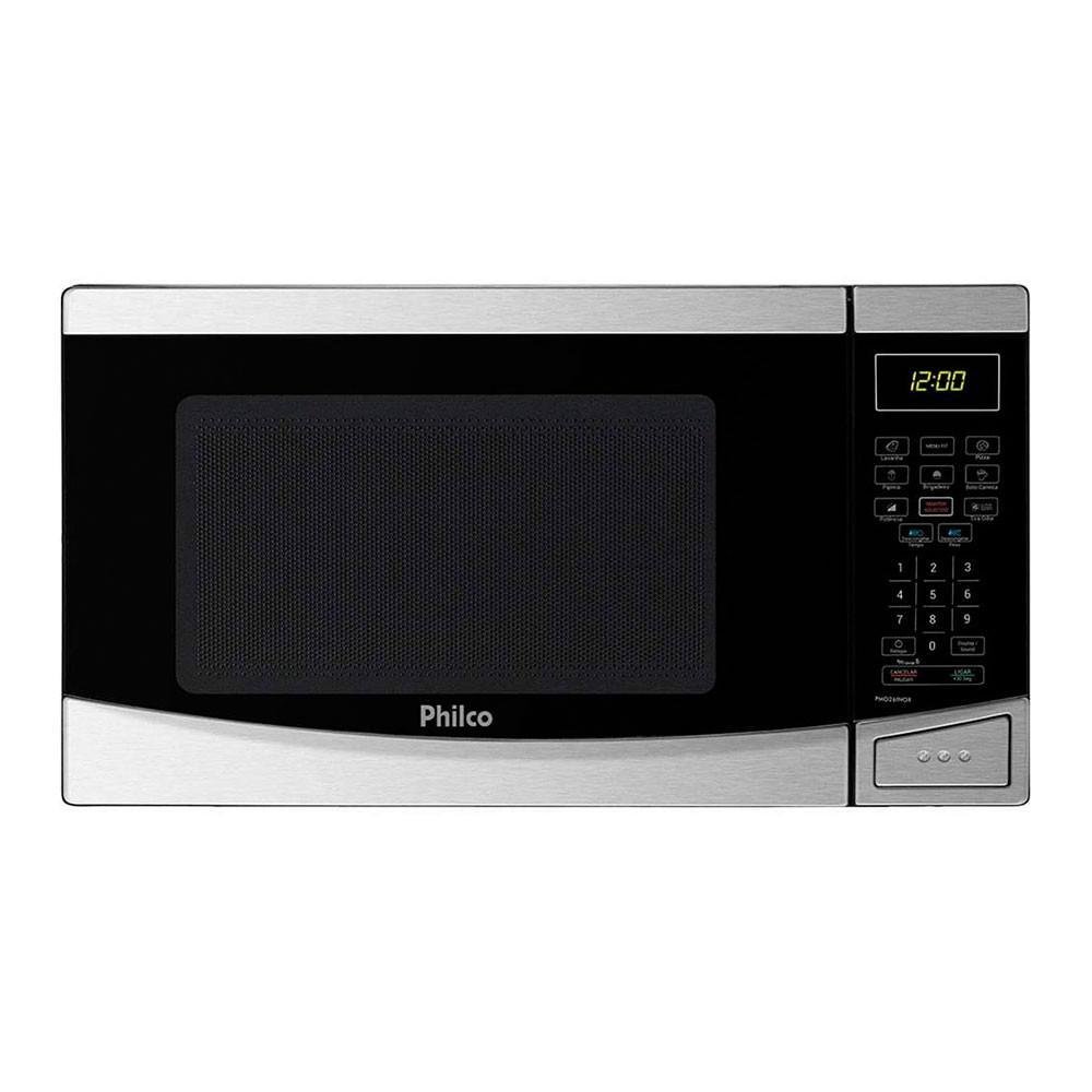 Microondas Philco Inox, 26 Litros, Menu Fit, Preto, 110V - PMO26 Microondas Philco Inox, 26 Litros, Menu Fit, Preto, 110V - PMO26