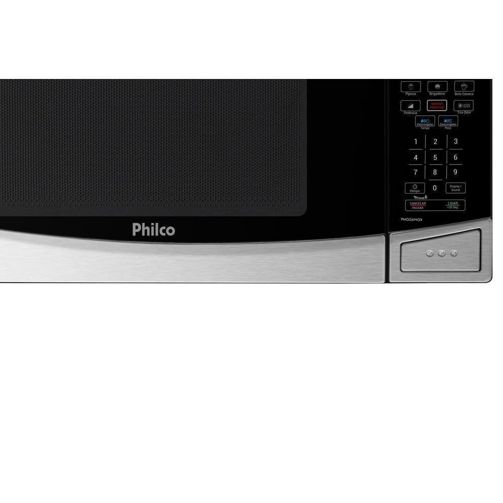 Microondas Philco Inox, 26 Litros, Menu Fit, Preto, 110V - PMO26 Microondas Philco Inox, 26 Litros, Menu Fit, Preto, 110V - PMO26