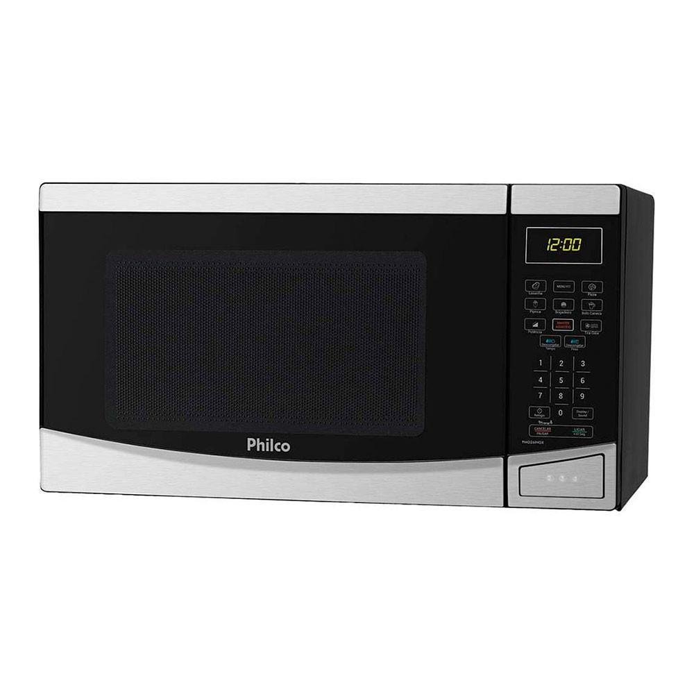 Microondas Philco Inox, 26 Litros, Menu Fit, Preto, 110V - PMO26 Microondas Philco Inox, 26 Litros, Menu Fit, Preto, 110V - PMO26
