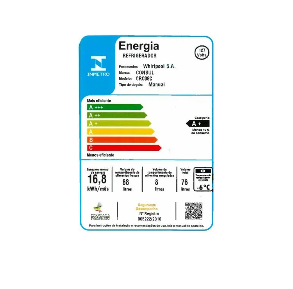 Frigobar Consul, 76L, 127v, Branco - Crc08cbana