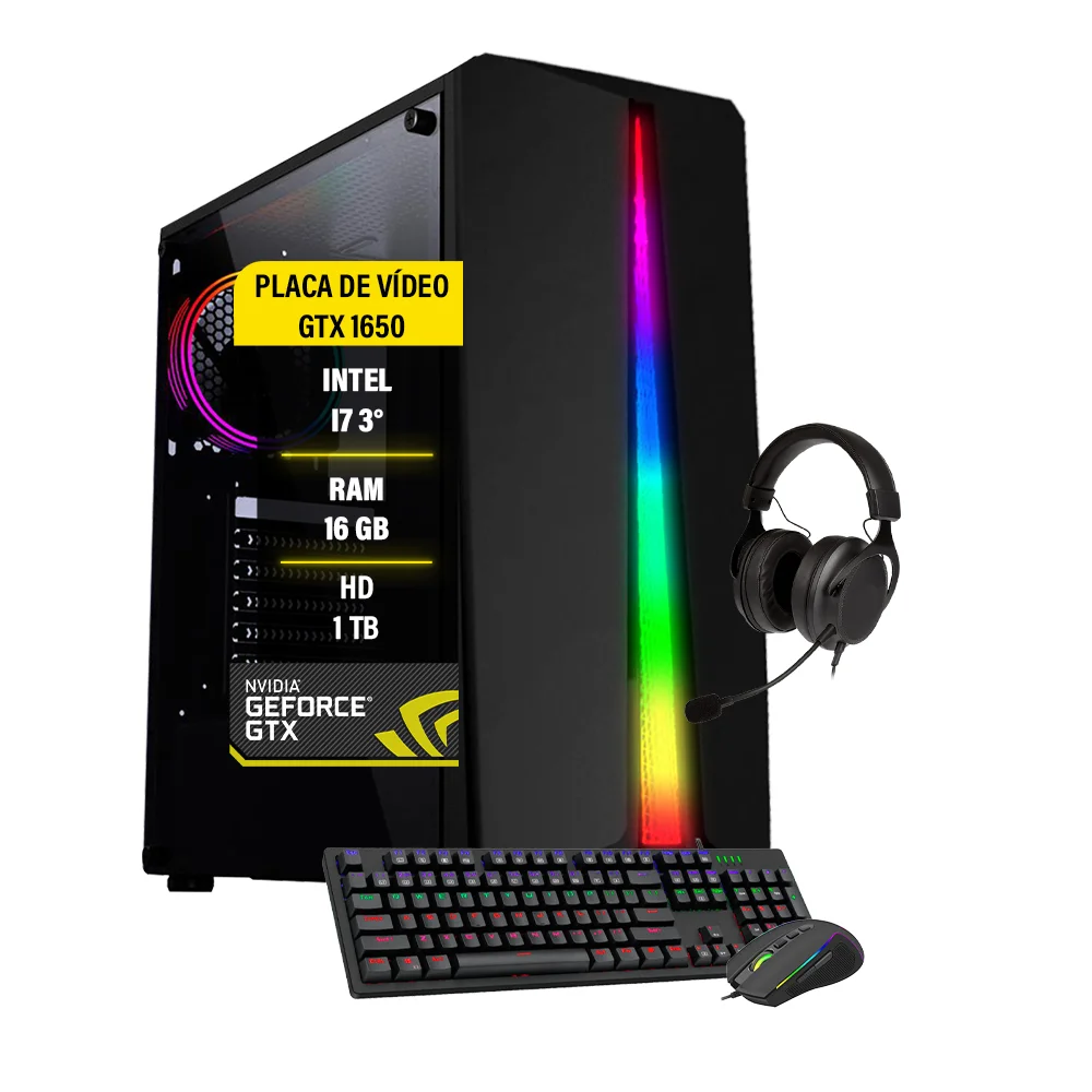 PC Gamer I7 HD 1TB GTX1650 16GB SSD 120GB HD 1TB