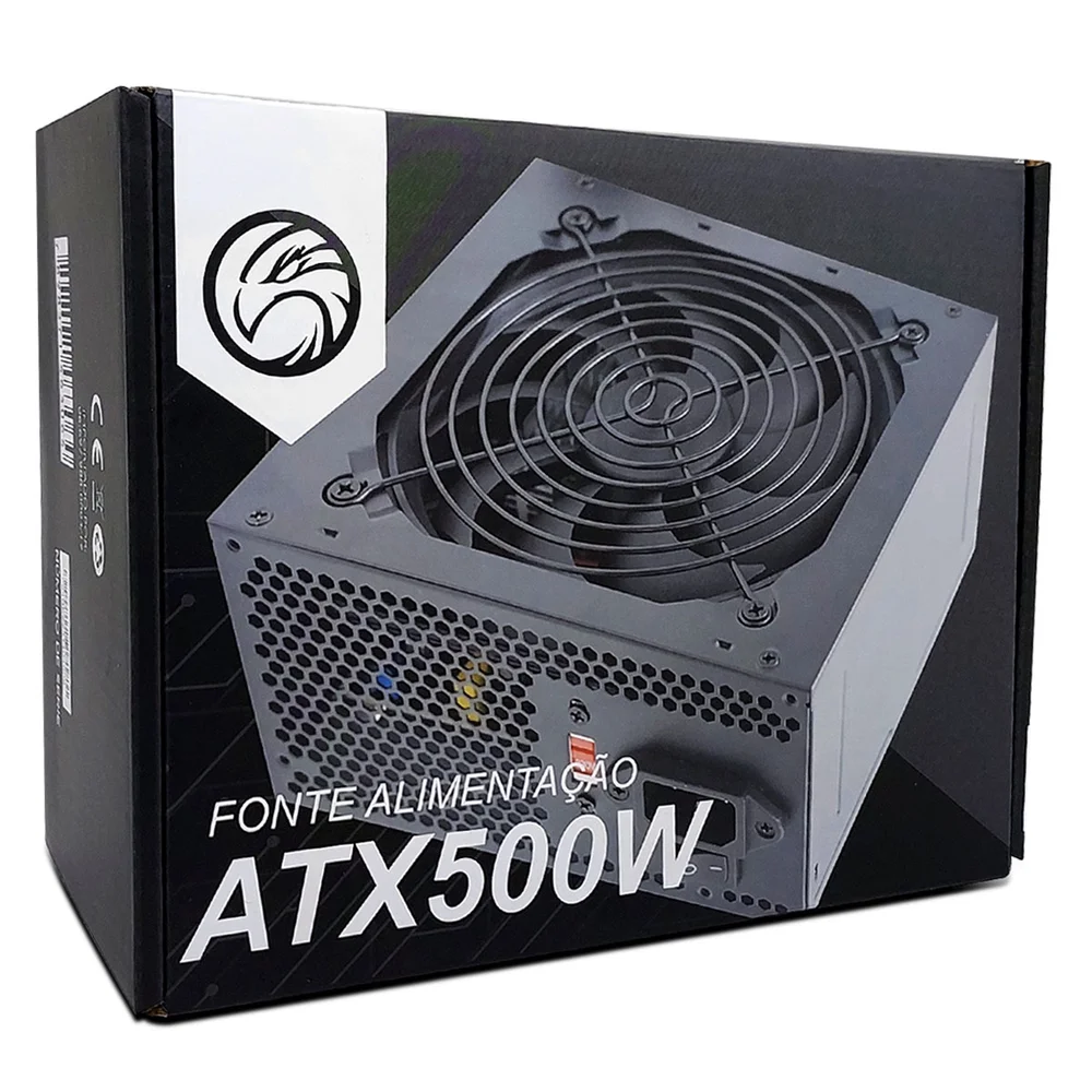 Fonte 500w, Brazil PC, Bivolt Manual, 24 Pinos, C/ Cabo -  Bpc/5330-b