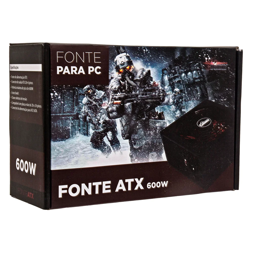 Fonte Knup ATX Cowboy Gamer, 600W Fonte Knup ATX Cowboy Gamer, 600W