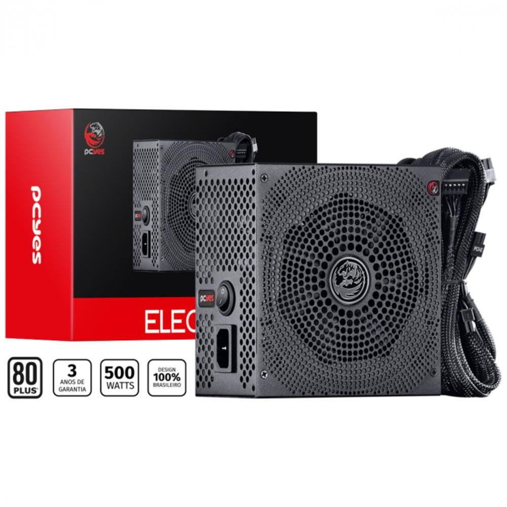 Fonte Pcyes ATX Electro V2 Series, 500W Real, 80 Plus White Fonte Pcyes ATX Electro V2 Series, 500W Real, 80 Plus White