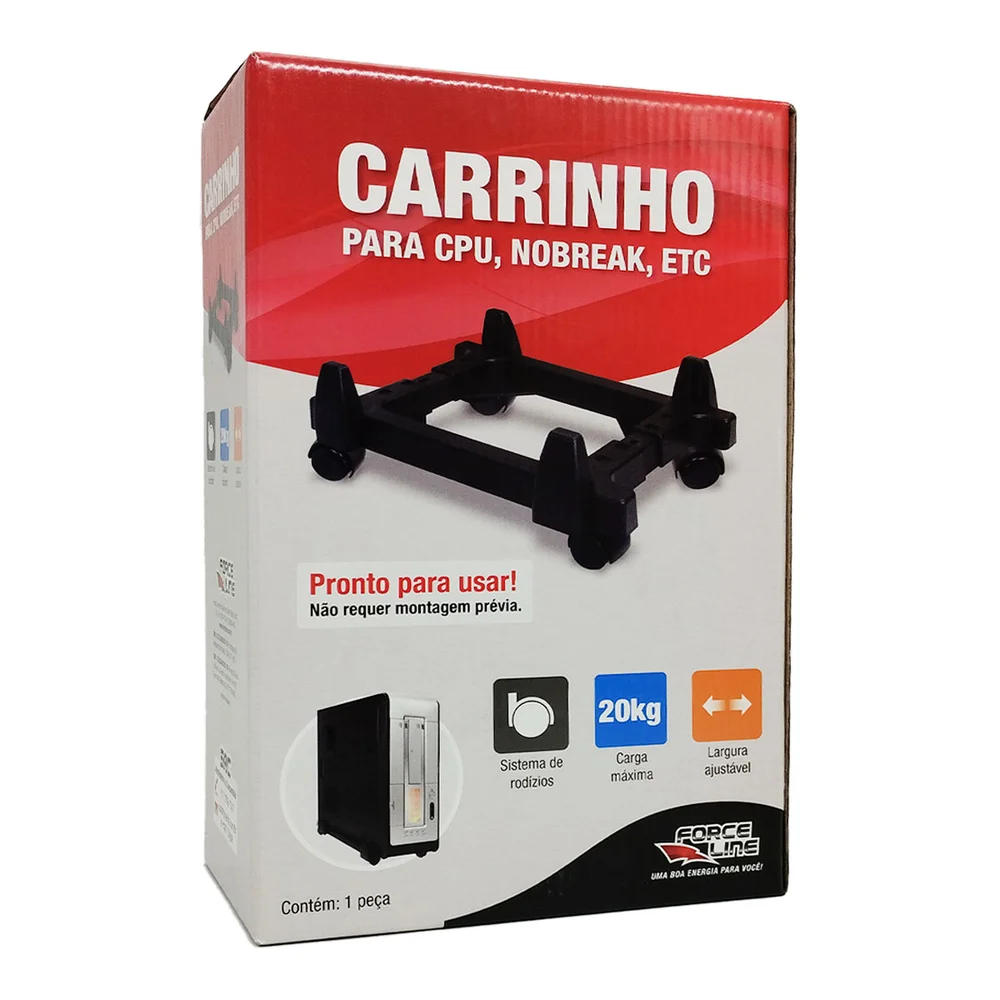 Carrinho Para Gabinete, E/ou Nobreak, Force Line, Preto, Com Rodinhas Carrinho Para Gabinete, E/ou Nobreak, Force Line, Preto, Com Rodinhas