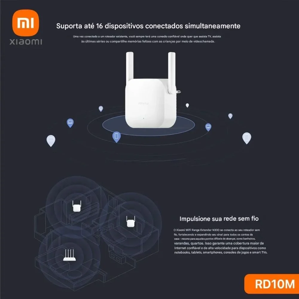 Repetidor Wi-Fi Xiaomi Mi Range Extender Pro, Preto, U Repetidor Wi-Fi Xiaomi Mi Range Extender Pro, Preto, U