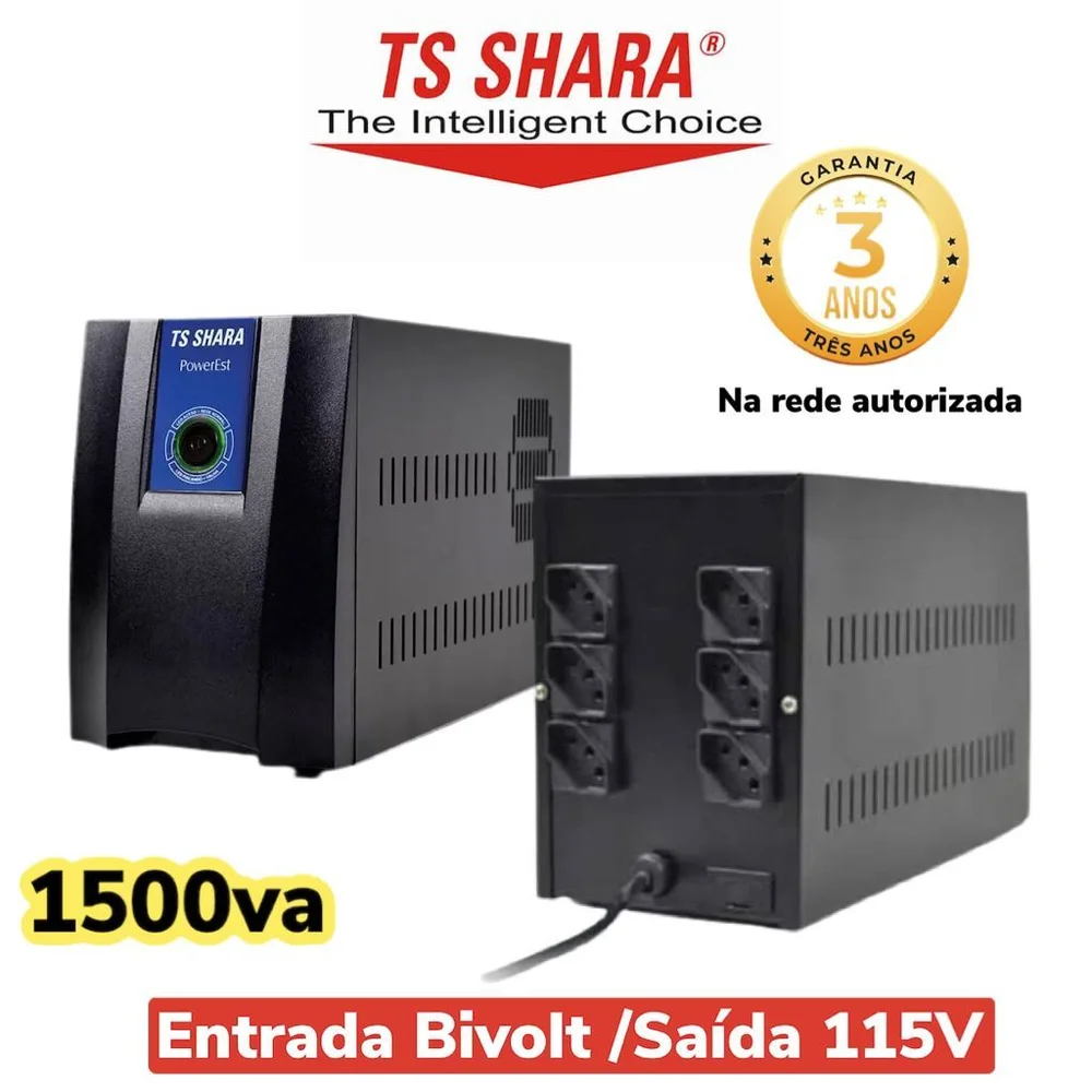 Estabilizador Ts Shara Powerest 1500va Entrada Bivolt Saída 115v 6 Tomadas - 9009 Estabilizador Ts Shara Powerest 1500va Entrada Bivolt Saída 115v 6 Tomadas - 9009