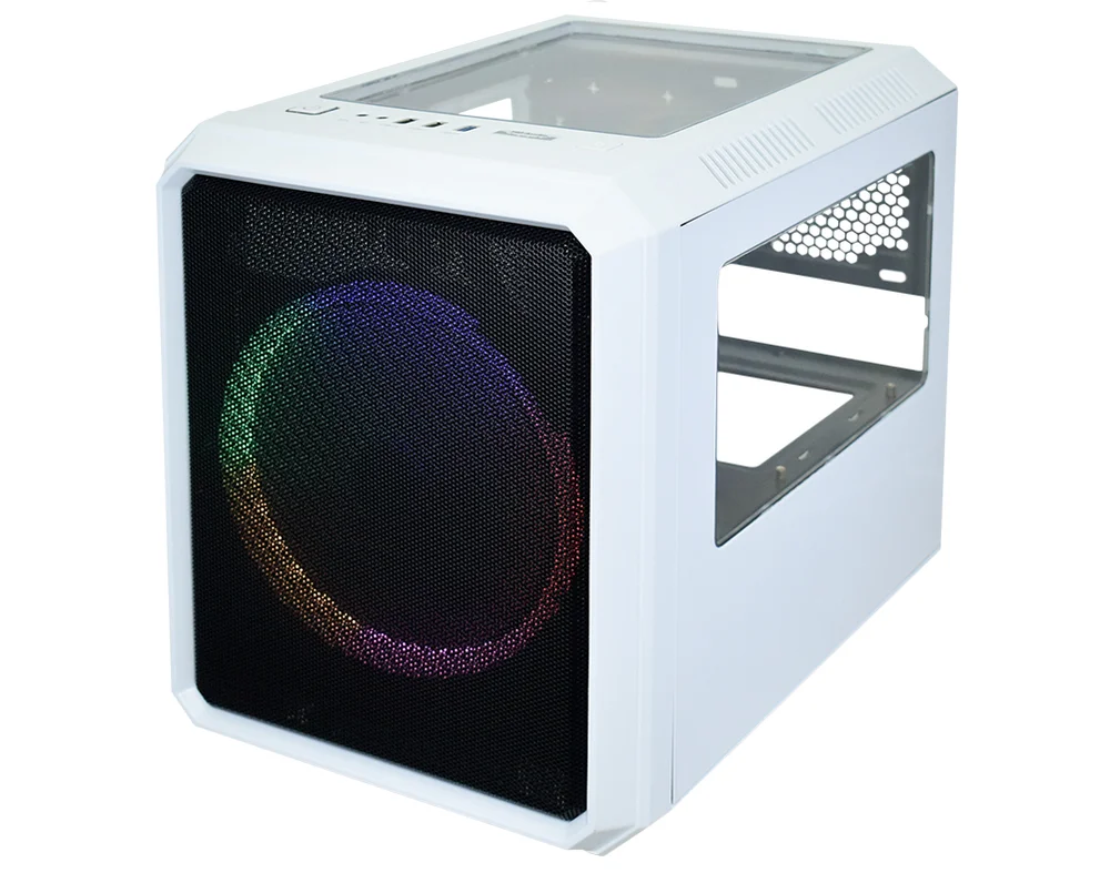 Gabinete Gamer K-Mex Microcraft IV, Com 1 Fan LED Multicor 200mm, Cubo, Branco - Cg-04rc Gabinete Gamer K-Mex Microcraft IV, Com 1 Fan LED Multicor 200mm, Cubo, Branco - Cg-04rc