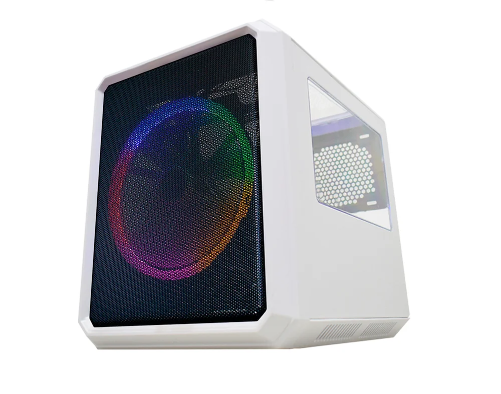 Gabinete Gamer K-Mex Microcraft IV, Com 1 Fan LED Multicor 200mm, Cubo, Branco - Cg-04rc Gabinete Gamer K-Mex Microcraft IV, Com 1 Fan LED Multicor 200mm, Cubo, Branco - Cg-04rc