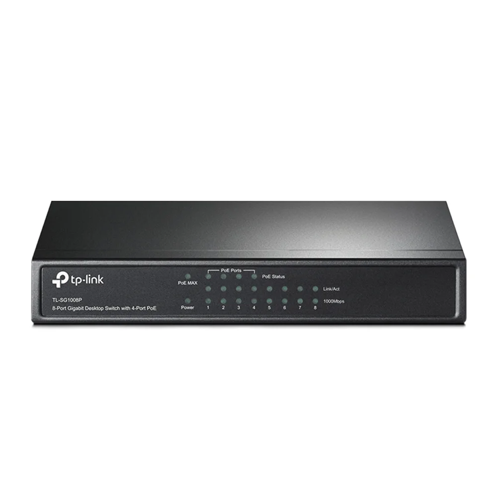 Switch 8 Portas 10/100/1000 Gigabit 4 Portas Poe Mesa Tl-sg1008p Tp Link