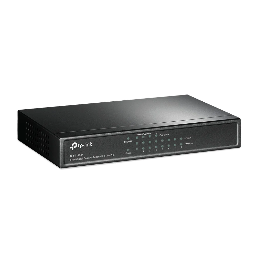 Switch 8 Portas 10/100/1000 Gigabit 4 Portas Poe Mesa Tl-sg1008p Tp Link