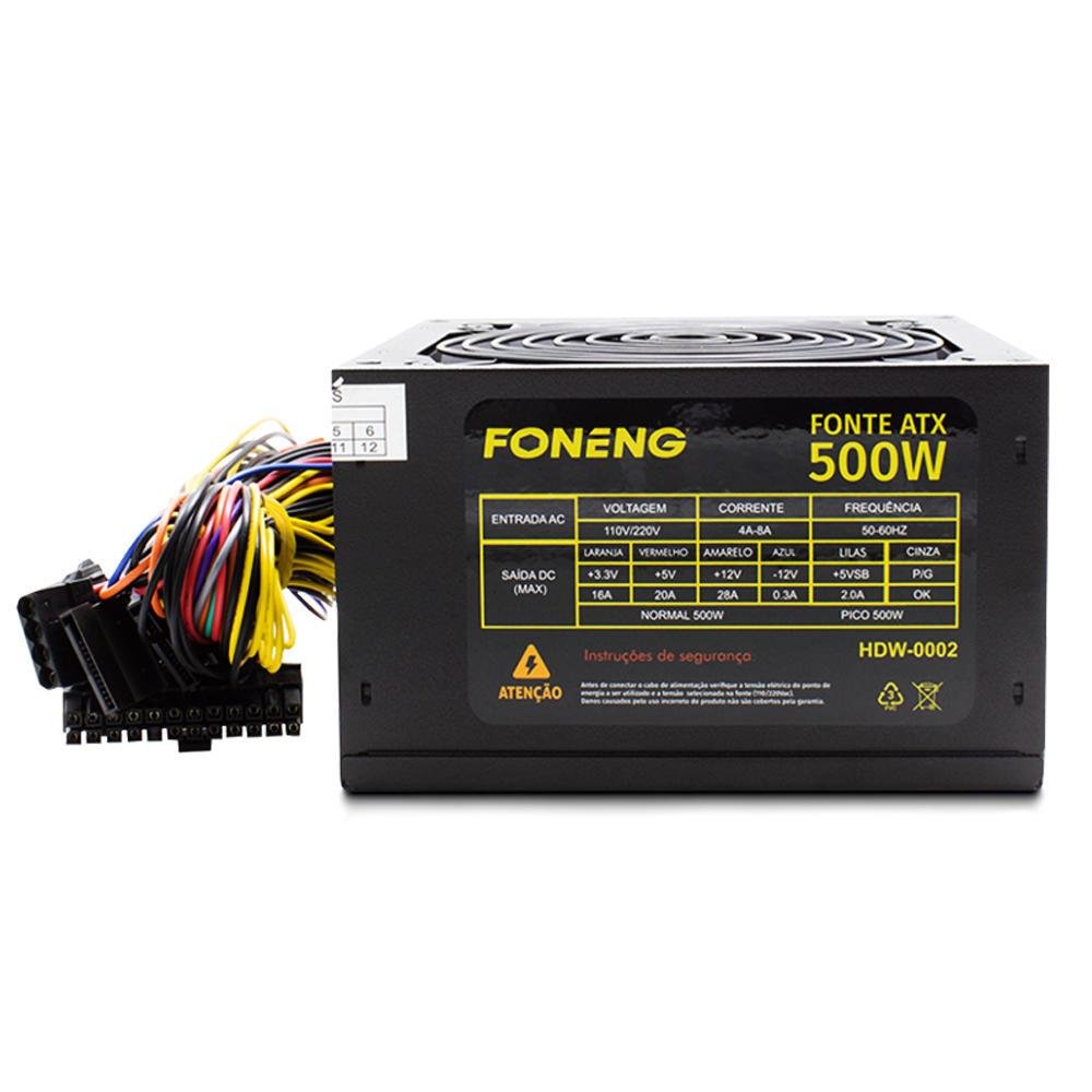 Fonte Foneng ATX, 500W Real - HDW0002 Fonte Foneng ATX, 500W Real - HDW0002