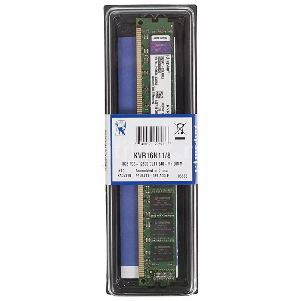 Memória Kingston UDIMM, 8GB, 1600MHz, DDR3, Para Desktop KVR16N11/8 Memória Kingston UDIMM, 8GB, 1600MHz, DDR3, Para Desktop KVR16N11/8