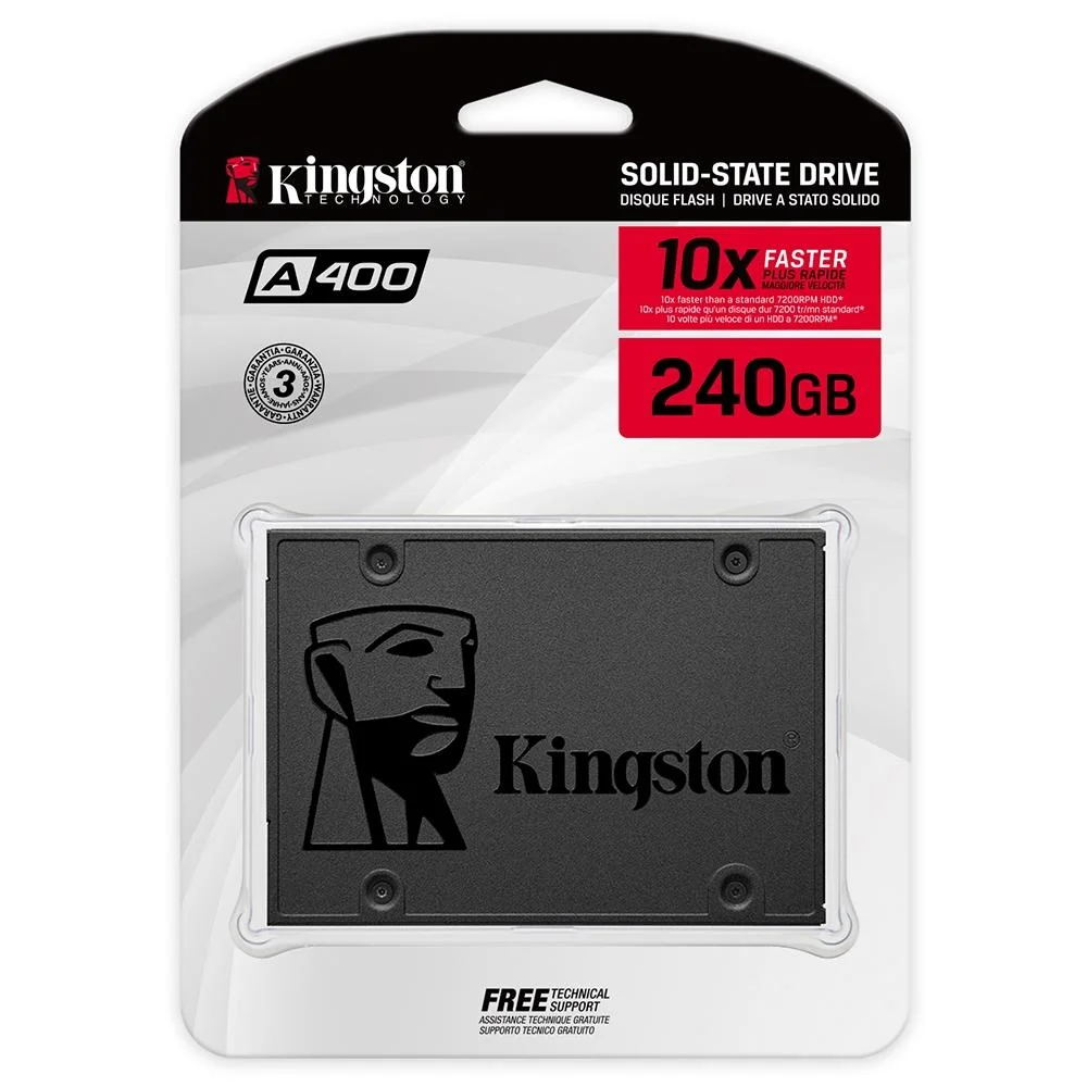 SSD Kingston Orient A400 240GB, Sata Iii 6GB-s, Leitura 500MB/s e Gravação 350MB/s - Sa400s37/240g