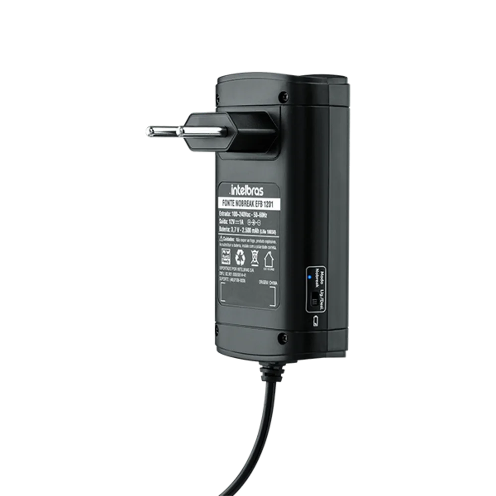 Fonte Intelbras Nobreak, 12V, 1A, Com Bateria - EFB 1201