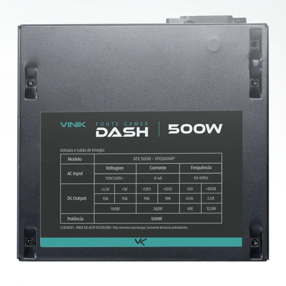 Fonte Vinik Gamer Dash, 500W, Preto - VFG500WP Fonte Vinik Gamer Dash, 500W, Preto - VFG500WP
